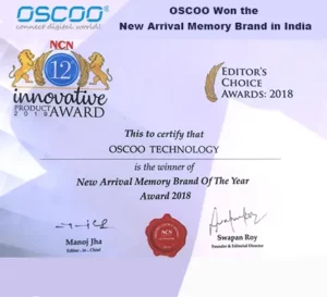 OSCOO Won the New Arrival Memory Brand in India OSCOO Won the New Arrival Memory Brand in India,May 2019