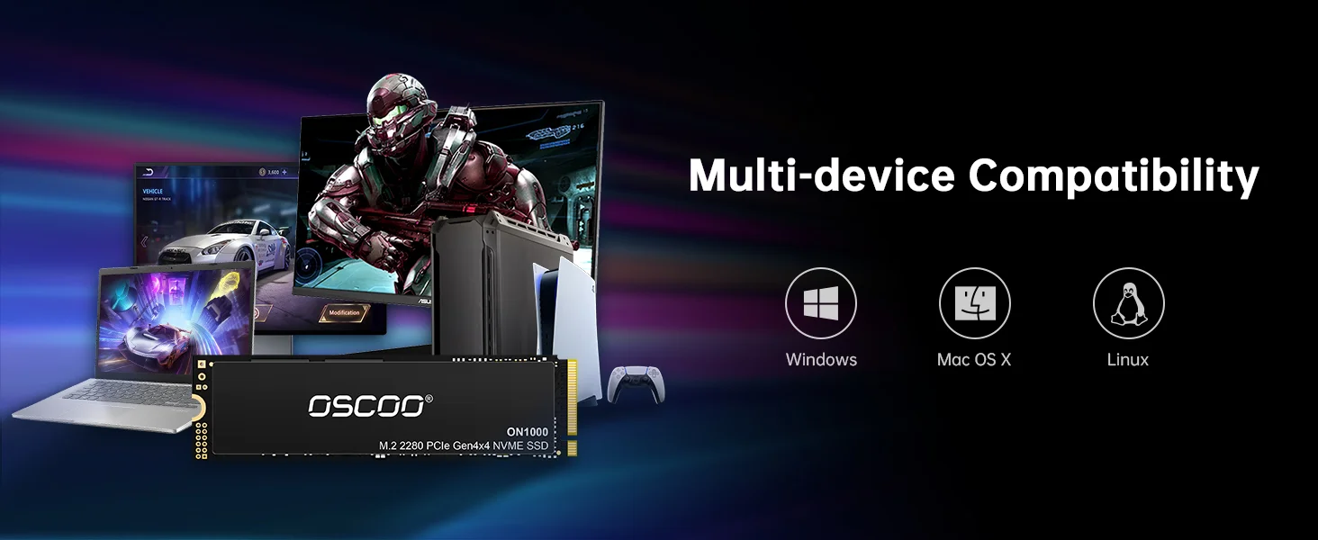 ON1000 M.2 NVMe PCIe Gen4.0 SSD 9 Oscoo M.2 NVMe PCIe Gen4 SSD multi-device support