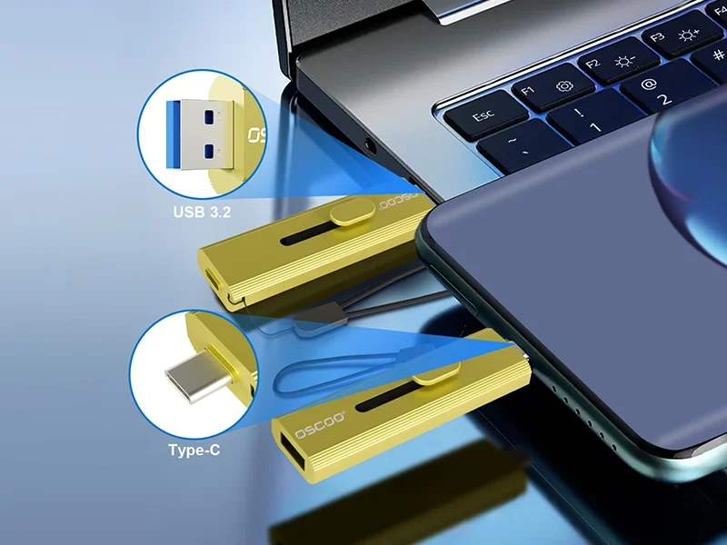 T10 dual interface design OSCOO T10 SSD USB Flash Drive, Upgrade Your Data Transfer Experience