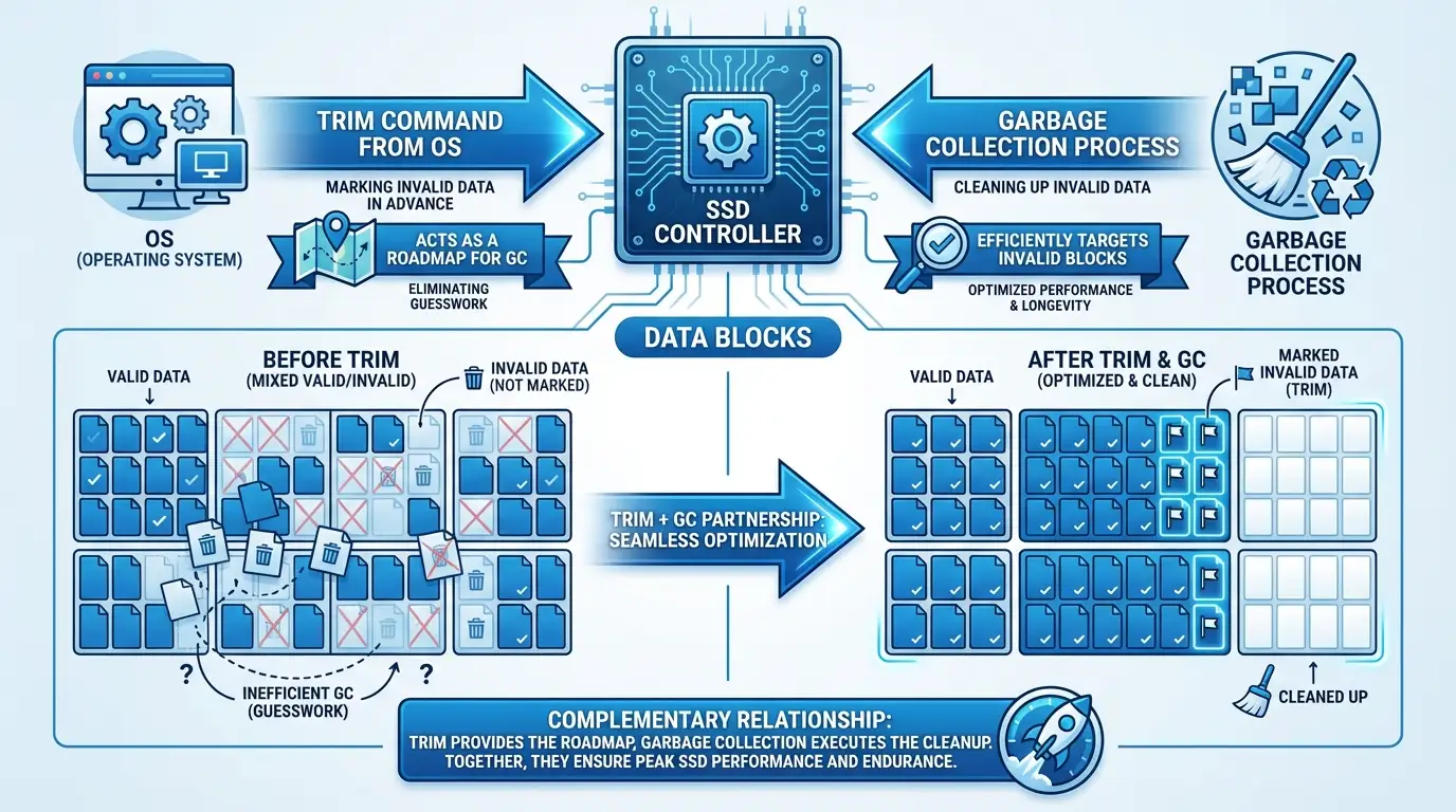 TRIM and GC partnership What Is SSD Garbage Collection? A Complete Guide